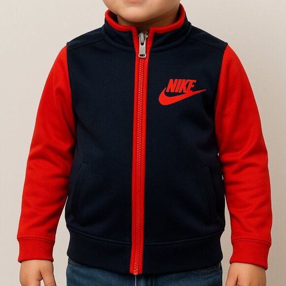 Nike Kids Warm-Up Track Jacket | Size 4T (3–4 Years) | Navy & Red “Just Do It” - Picture 1 of 5